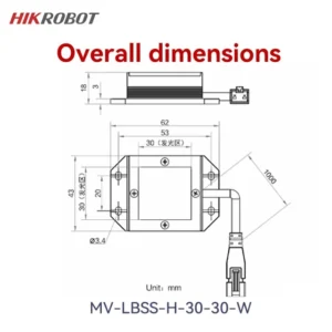 لایتینگ HIKROBOT با کانکتورSMR-03V-Bو نوردهی 30 × 30 میلی‌متر