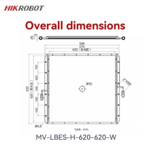 لایتینگ سطحی بازشو HIKROBOT با کانکتور 19M-2A و ناحیه نوردهی ۶۲۰ × ۶۲۰