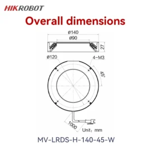 لایتینگHIKROBOT با فاصله 60 تا 80 میلی‌متر و نوردهی 126 میلی متر 